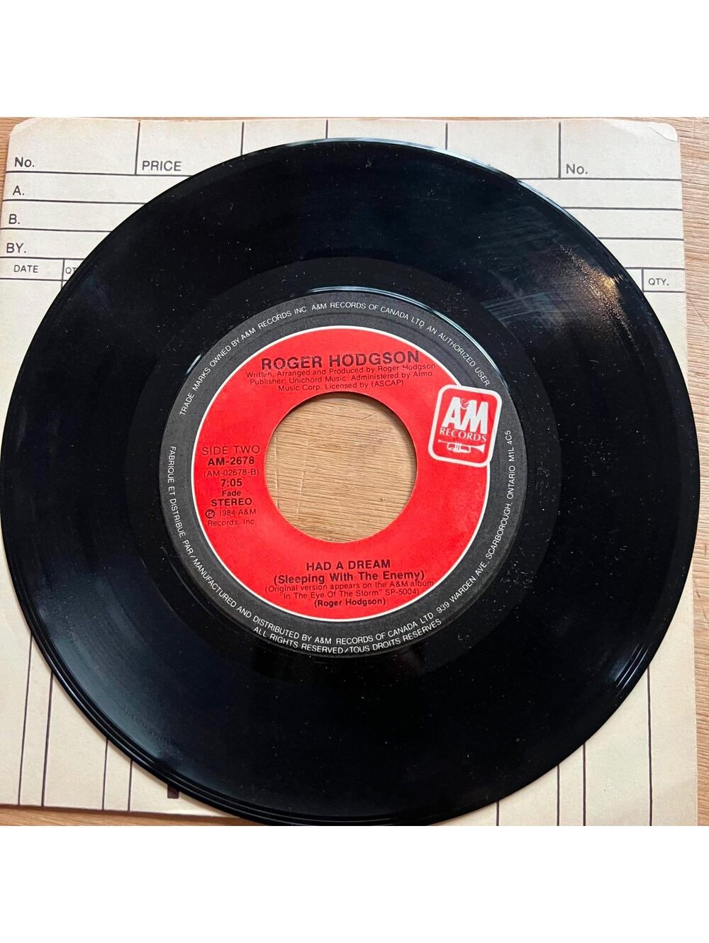 Roger Hodgson - Had a Dream(Sleeping with the Enemy) 45rpm VG+ R10